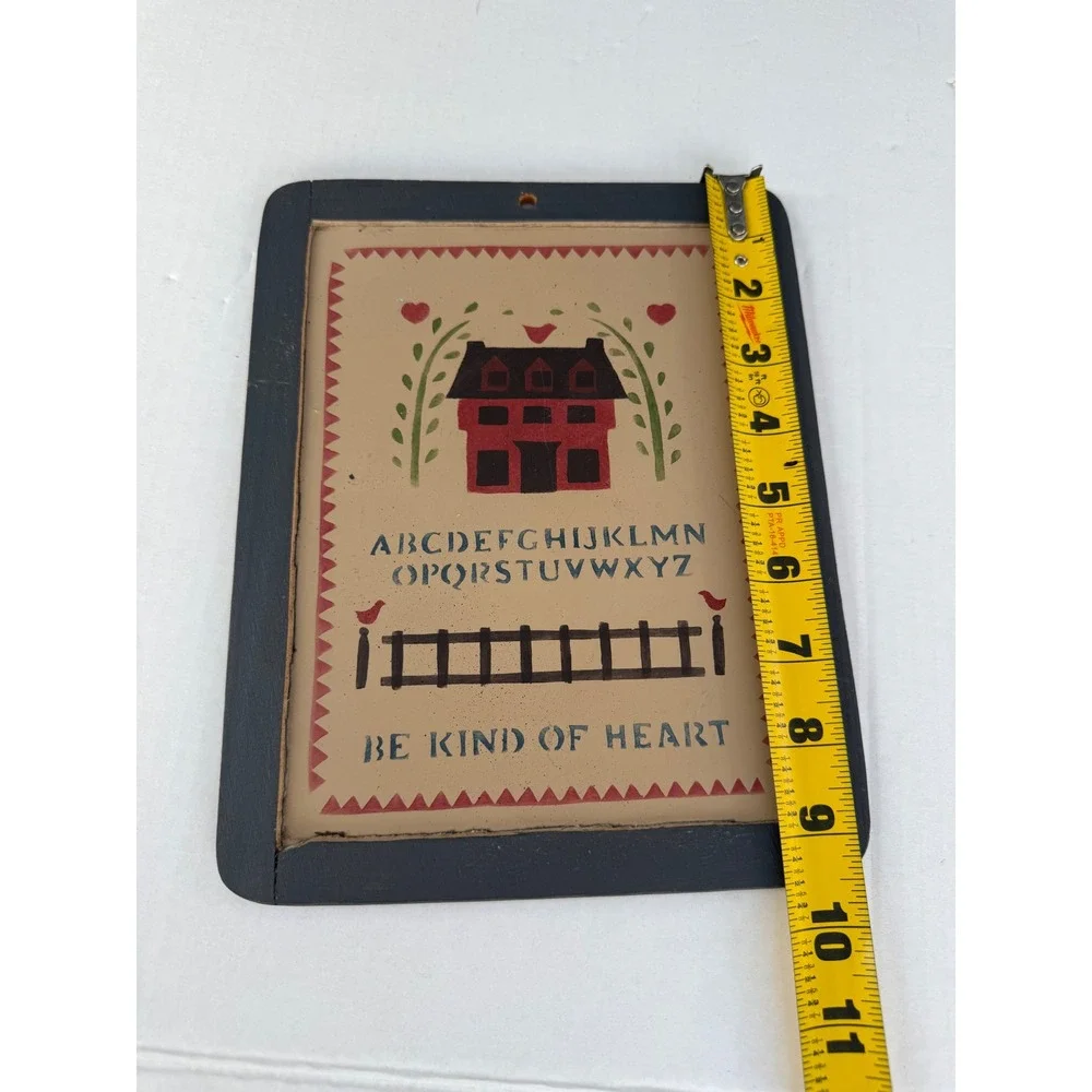 Primitive Folk Art Saltbox House Alphabet Wooden Wall Plaque Be Kind of Heart